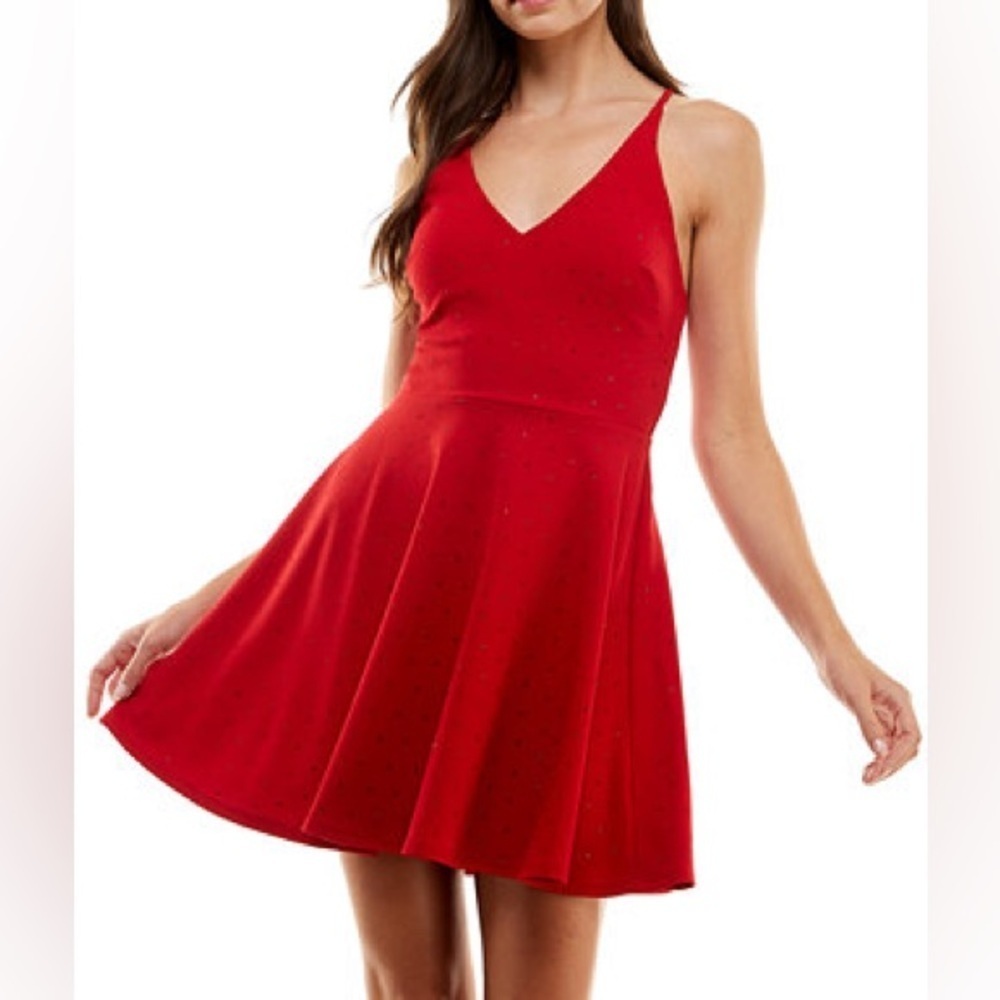 City Studio Red Sparkle Fit & Flare Dress • Size 1/2 • NWT
